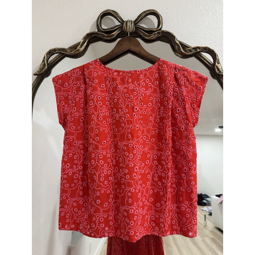 Anthropologie Women’s Marimekko Nilan Retukka Red Eyelet SET Top 36 Skirt 40 - Picture 3 of 13